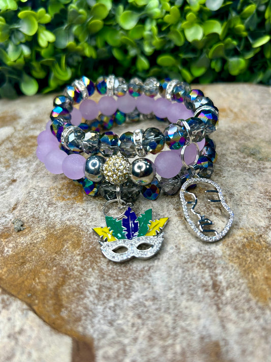 Mardi Gras Sparkle|Bracelet Set